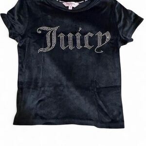 Juicy Couture Black Velvet Tee with Rhinestone Juicy Logo